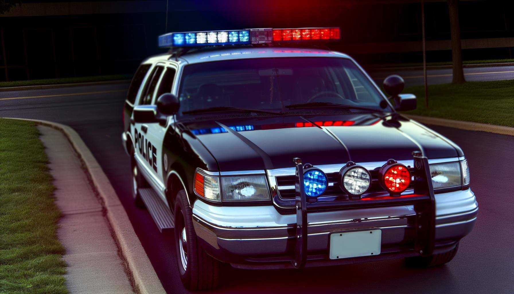 police car lights parked